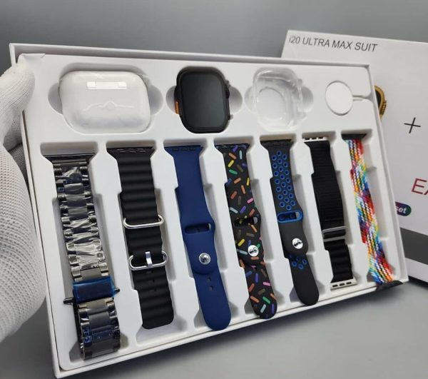 I20 Ultra Max Suit Smart Watch with Earpods – 10-in-1 Premium Bundle