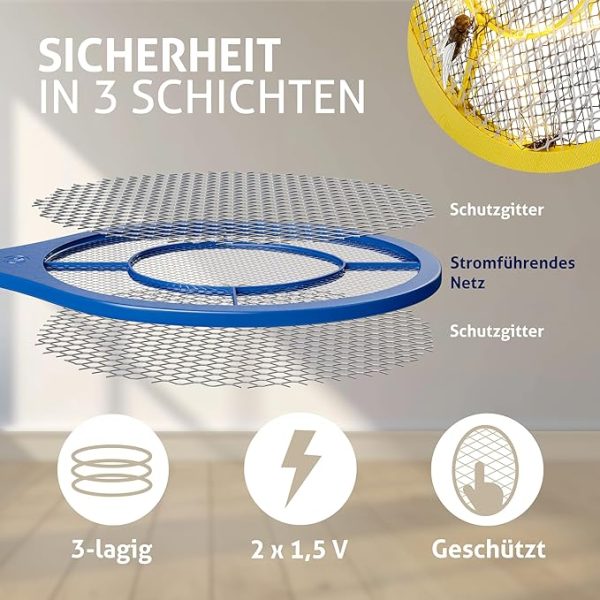 Electric Mosquito Killer Racket 2-in-1 with LED Flashlight