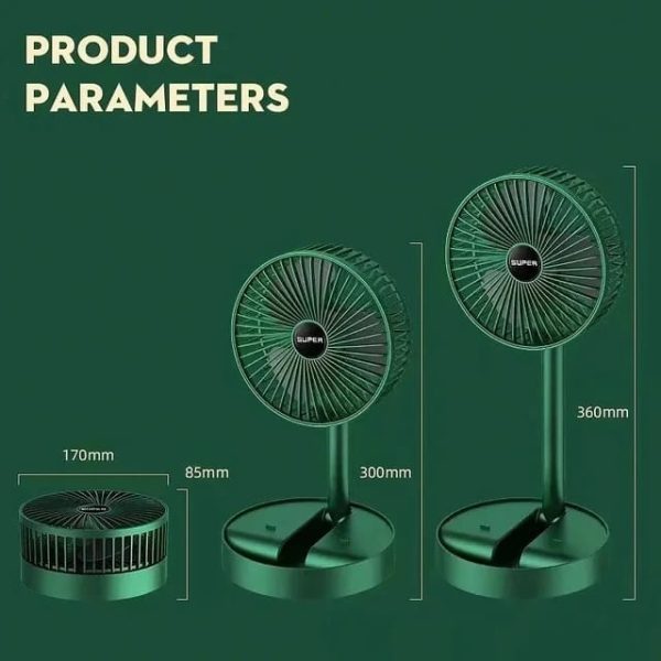 Ultra-Quiet USB Rechargeable Table Fan – Portable & Foldable
